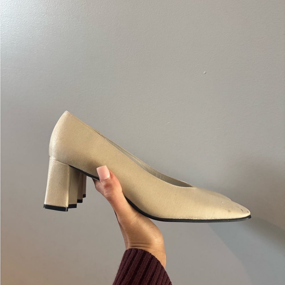 Stuart Weitzman Beige Block Heel Pumps